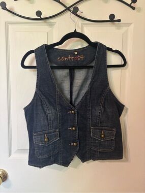 Vintage Denim Button-Front Vest